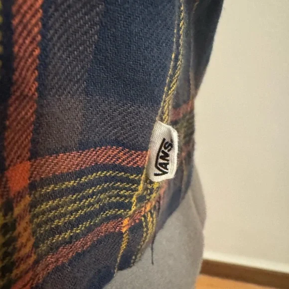 Vans Women's Blue and Red Plaid Button-Down Shirt - Picture 3 of 8